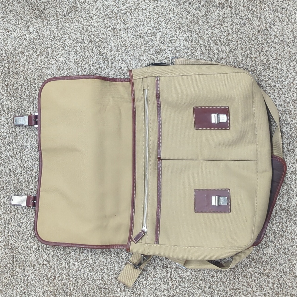 Hartmann briefcase tan canvas and brown leather Hudson collection - Picture 9 of 11
